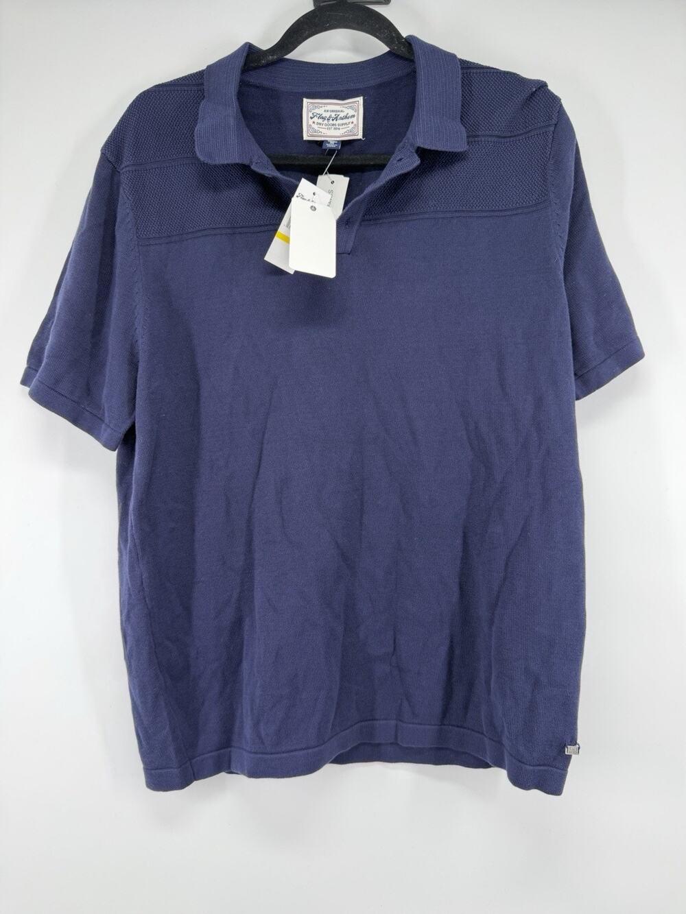 Flag & Anthem Huntington Blocked Sweater Polo Navy Medium 100% Cotton NWT